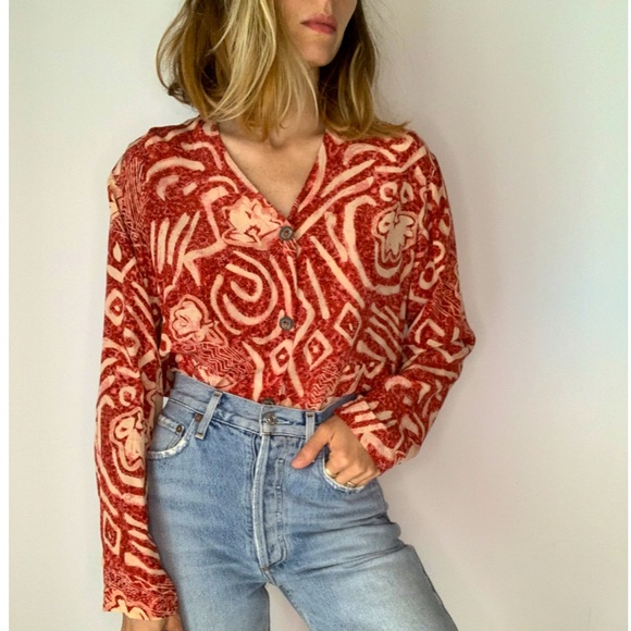 Vintage Boho Batik Silk Crop Top - Picture 8 of 15